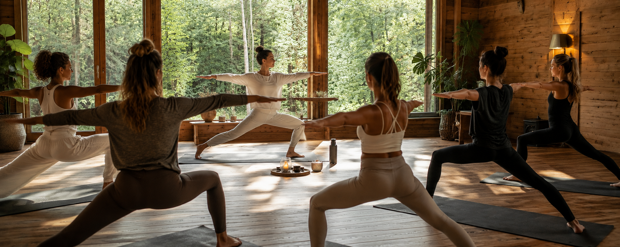 Yoga-Gruppe im Freien